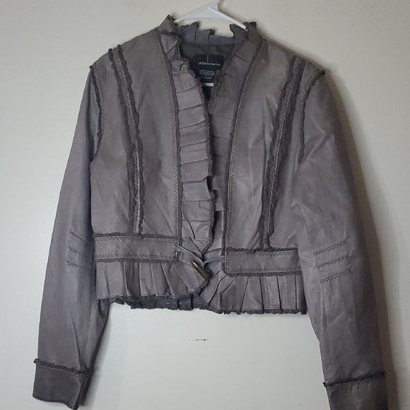 Moda International Victorian Renaissance Style Leather Pleats Jacket Size Large - Picture 1 of 12